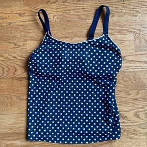Lands End Tankini Navy Blue Polka Dot